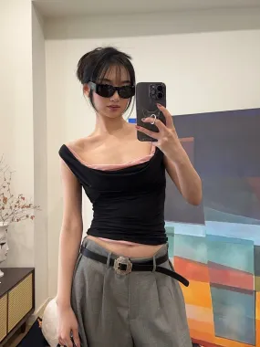 MAGDA BUTRYM Double layer tank top in black