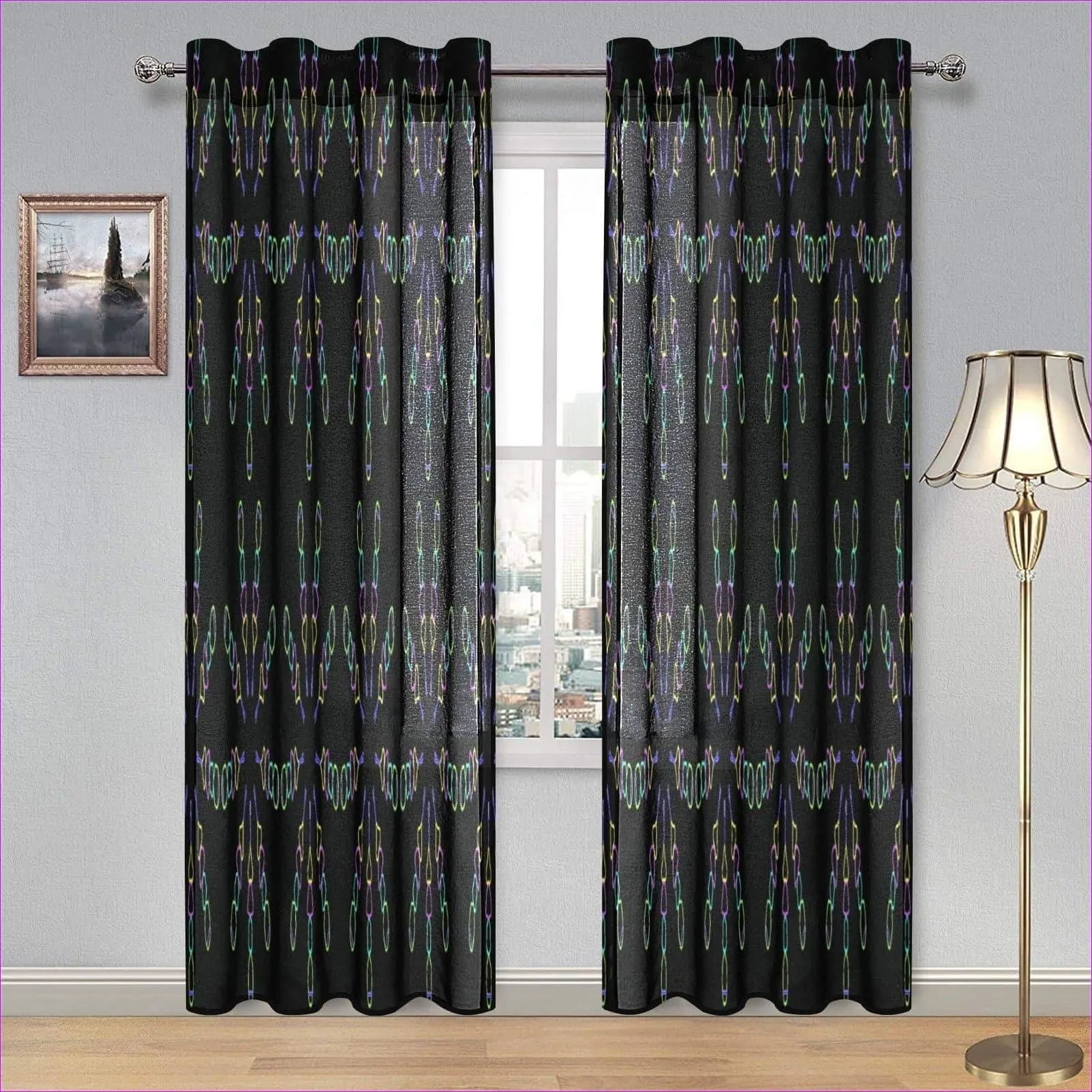 Mandala Black Gauze Curtain 28"x84"