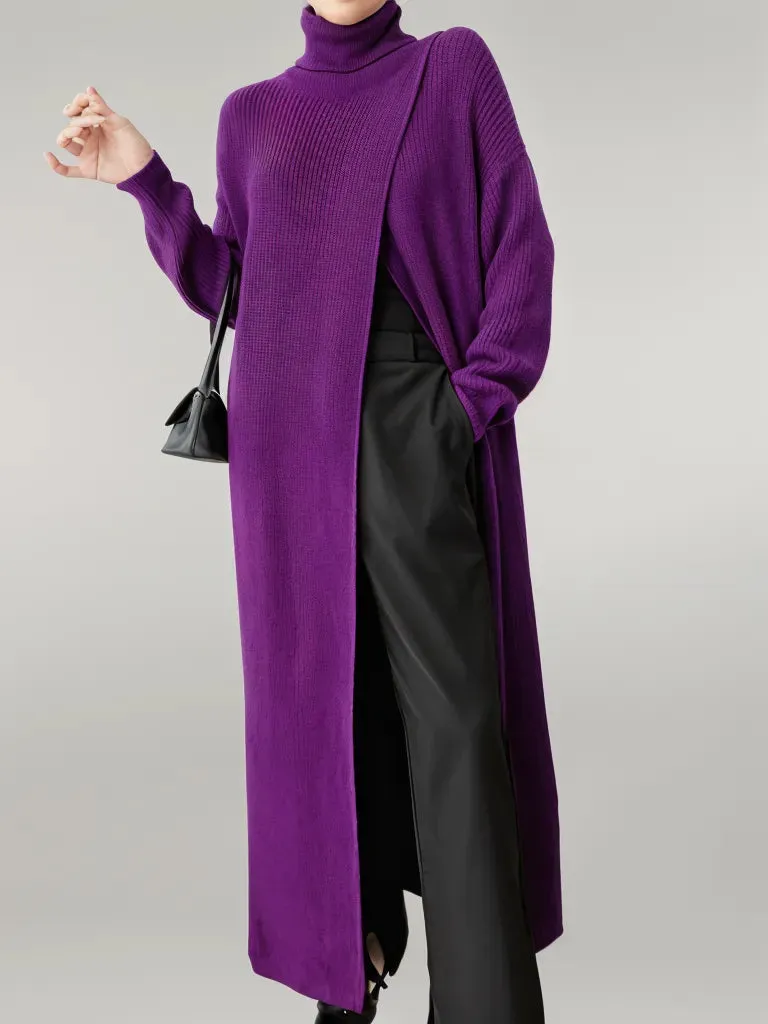 Maxi Split  Purple Turtleneck Pullover