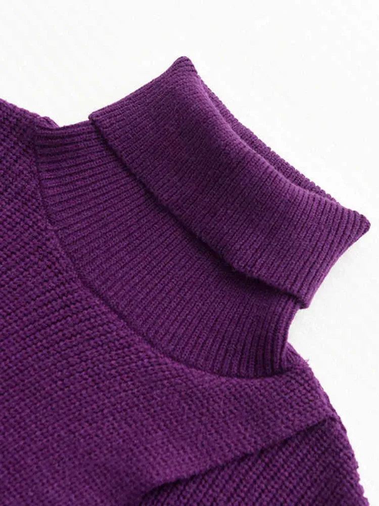 Maxi Split  Purple Turtleneck Pullover