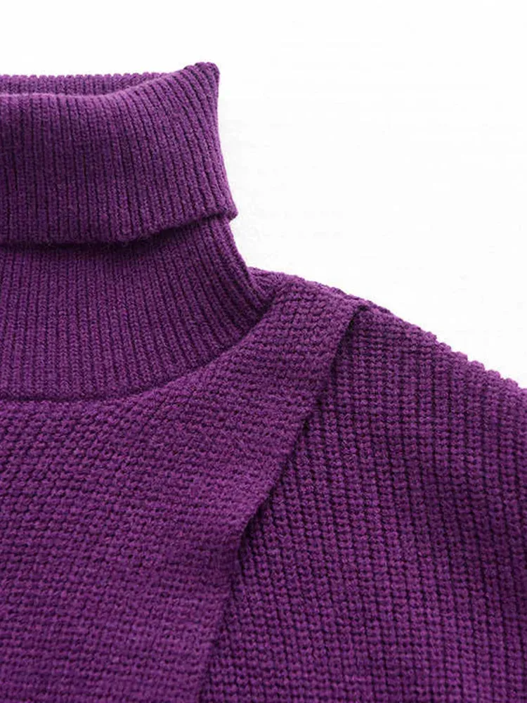 Maxi Split  Purple Turtleneck Pullover