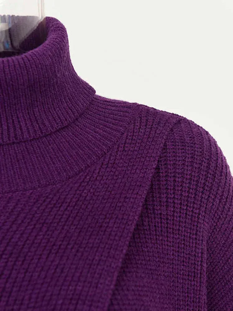 Maxi Split  Purple Turtleneck Pullover