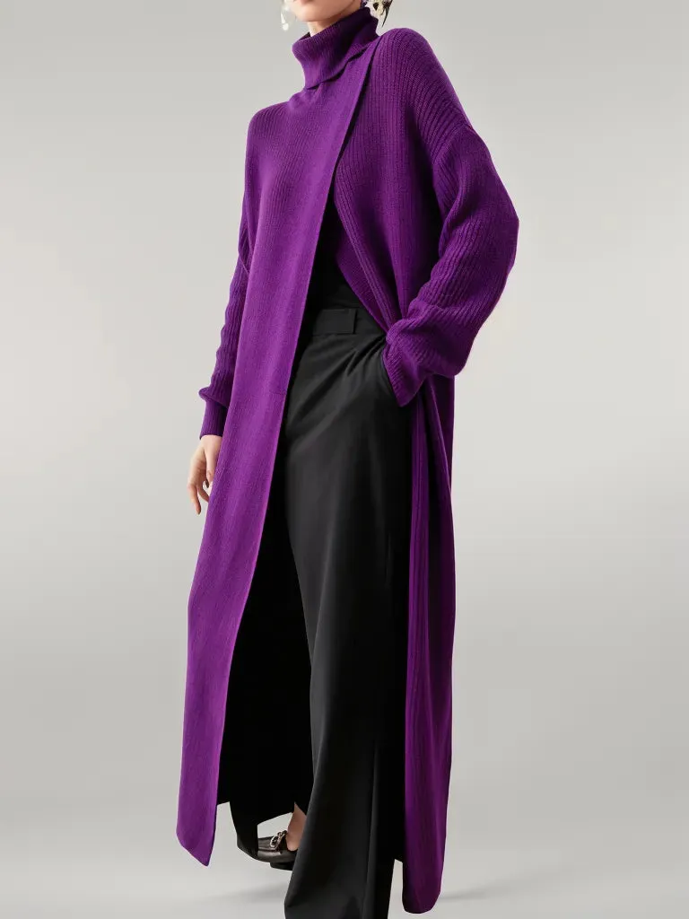 Maxi Split  Purple Turtleneck Pullover