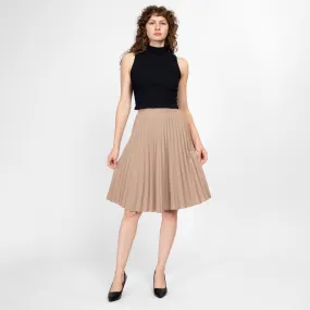 Medium 70s Khaki Accordion Pleat Midi Skirt 29"