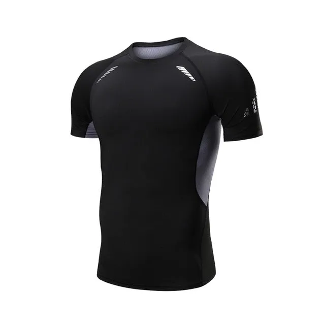 Men Compression Patchwork t Shirt