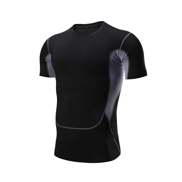 Men Compression Patchwork t Shirt