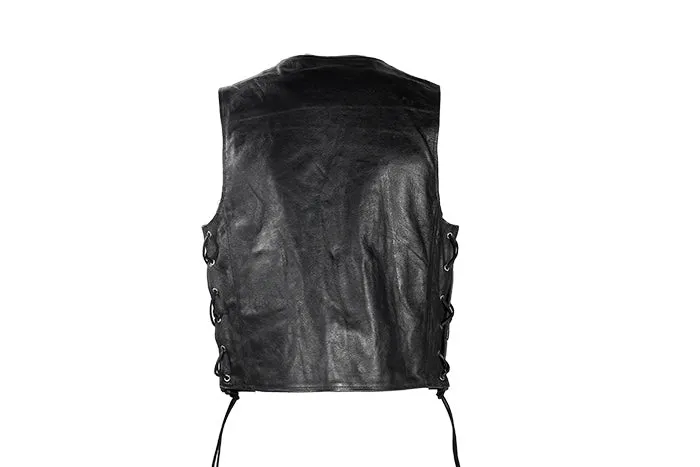 Mens Leather Vest With Buffalo Nickel Snaps