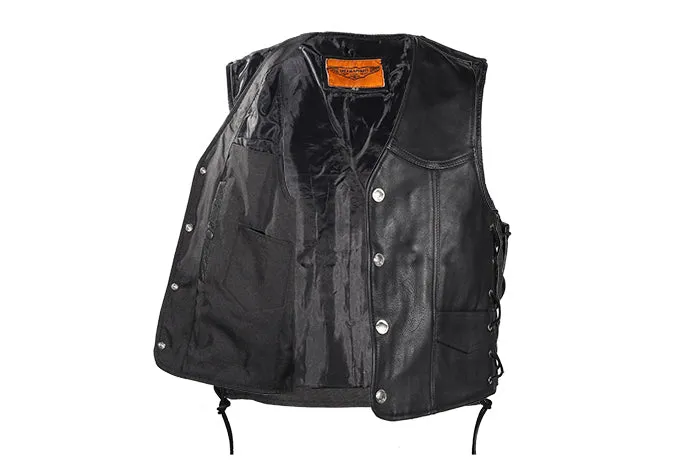 Mens Leather Vest With Buffalo Nickel Snaps