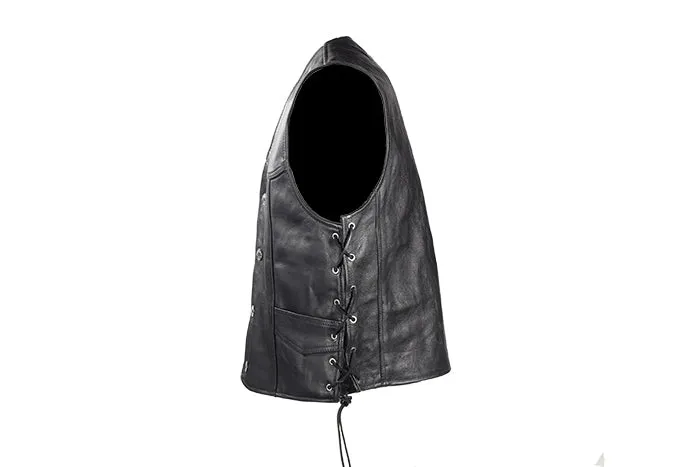 Mens Leather Vest With Buffalo Nickel Snaps