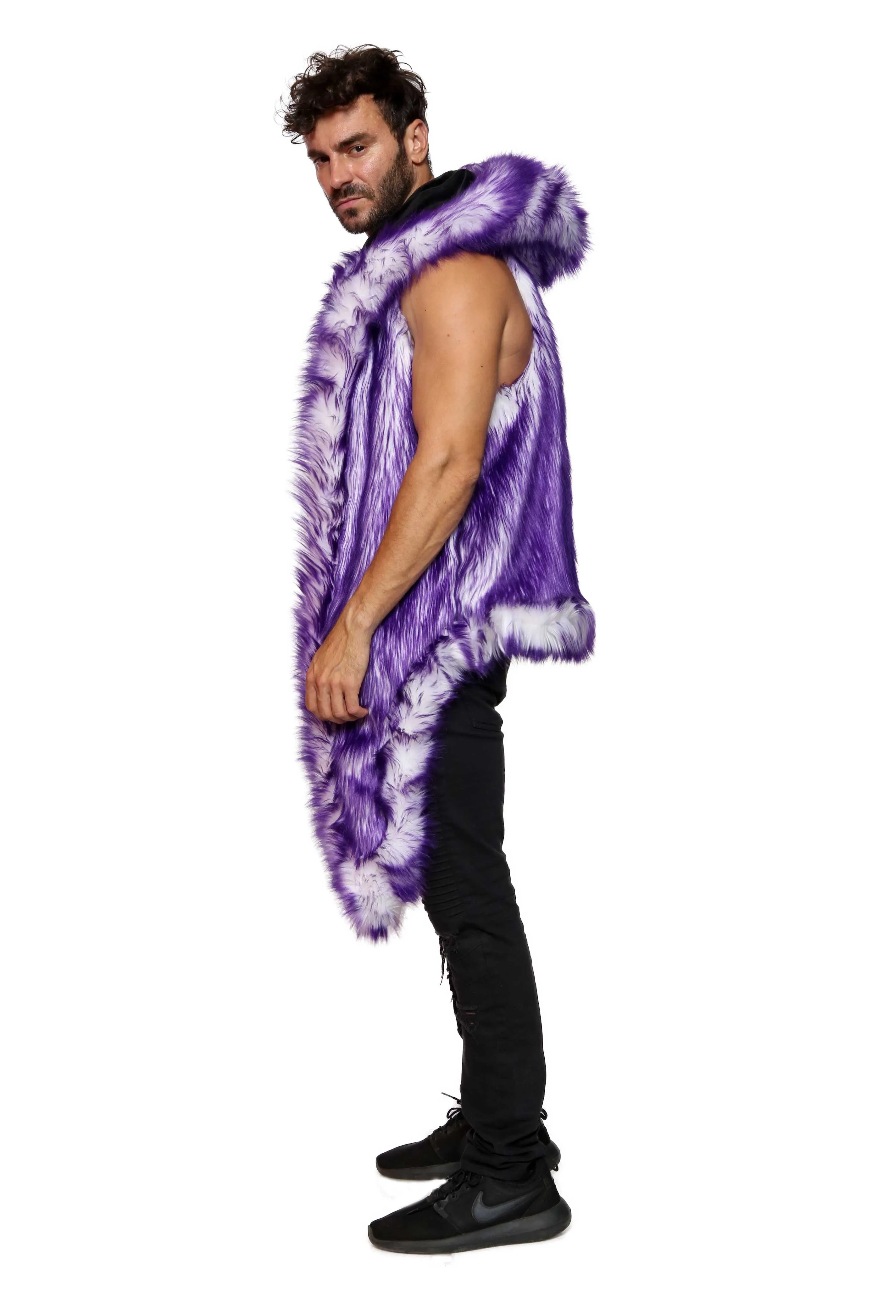 Men's LED Fur Vest in "Just The Tip-Purple"