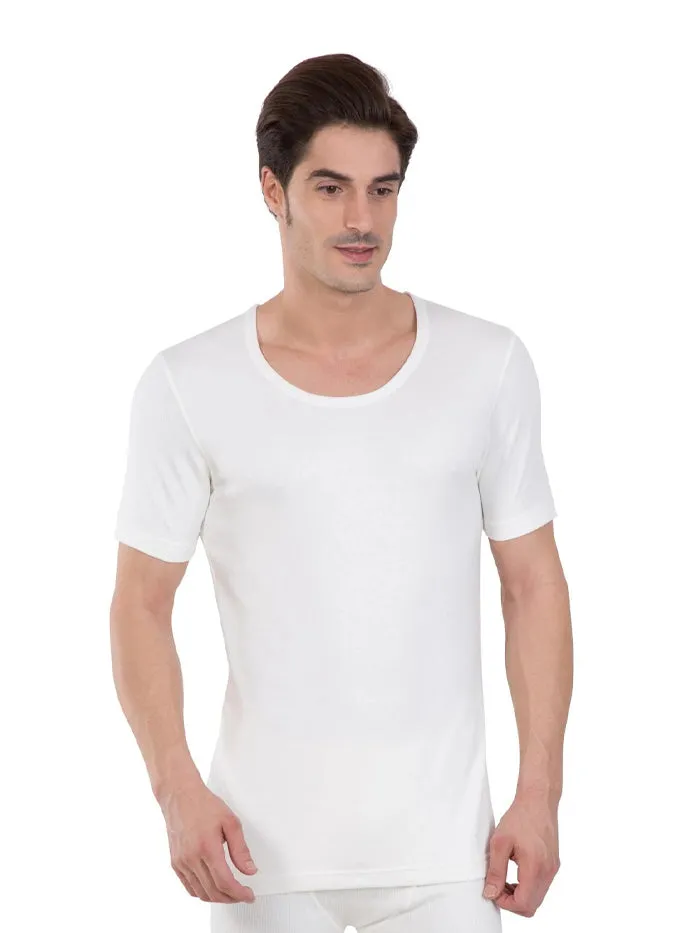Men's Off White Thermal Short Sleeve Vest