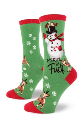Merry as Fuck Snowman Women's Socks