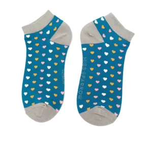 Miss Sparrow Hearts Trainer Socks Teal