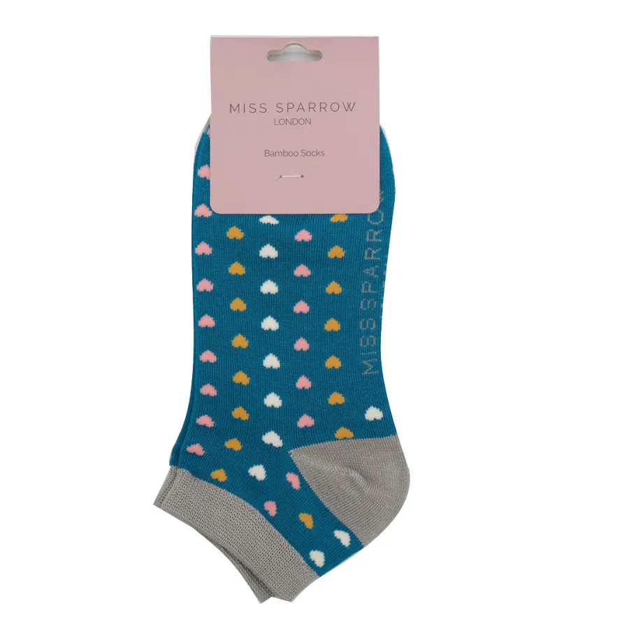 Miss Sparrow Hearts Trainer Socks Teal