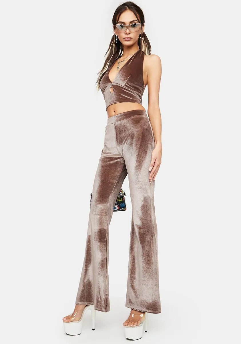 Mocha Velvet Flare Pants
