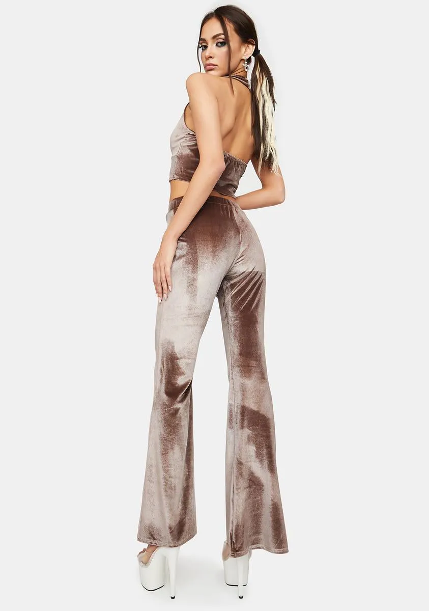 Mocha Velvet Flare Pants