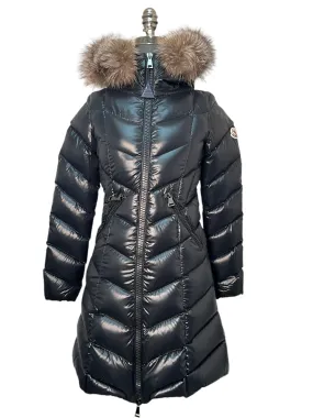MONCLER Quilted Down Puffy Coat with Fur Trim XS NWT