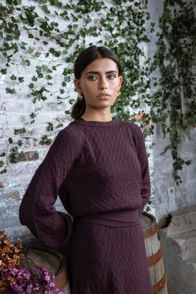 MUN-MNA4212 WINE CABLE KNIT TOP