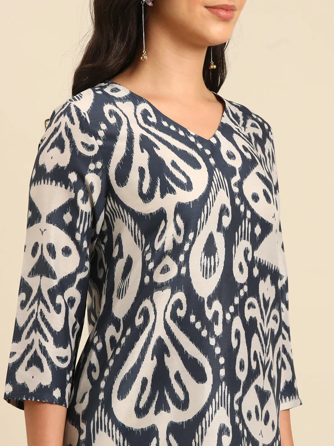 Navy A-line Kurta Pant Set