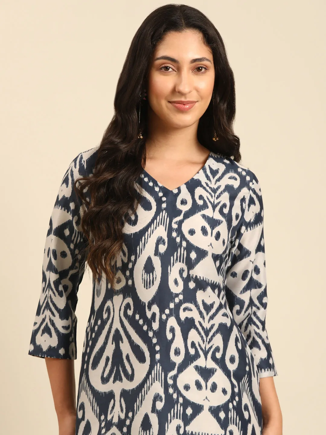 Navy A-line Kurta Pant Set
