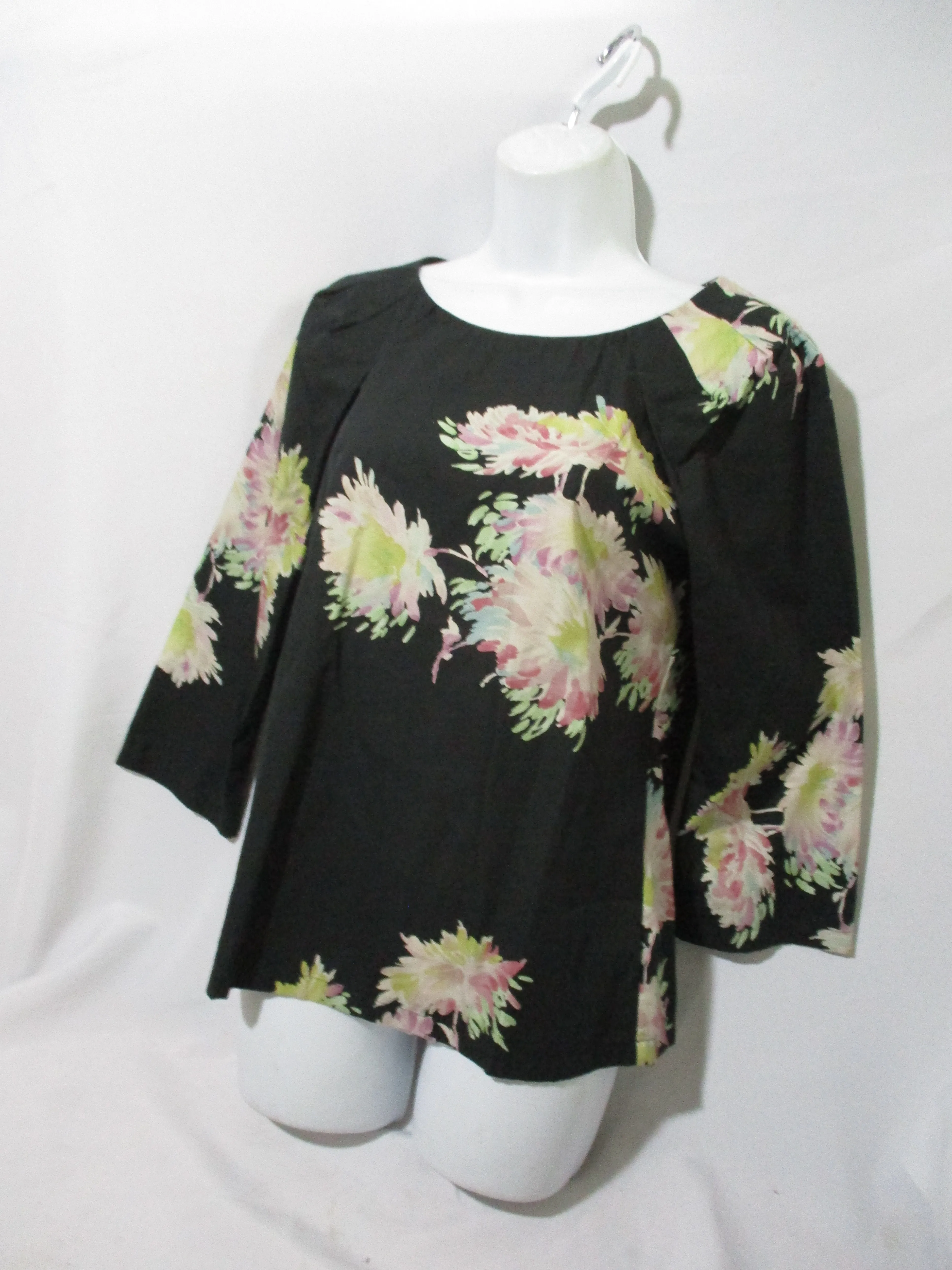 NEW DRIES VAN NOTEN Floral Top Blouse Shirt 36 BLACK