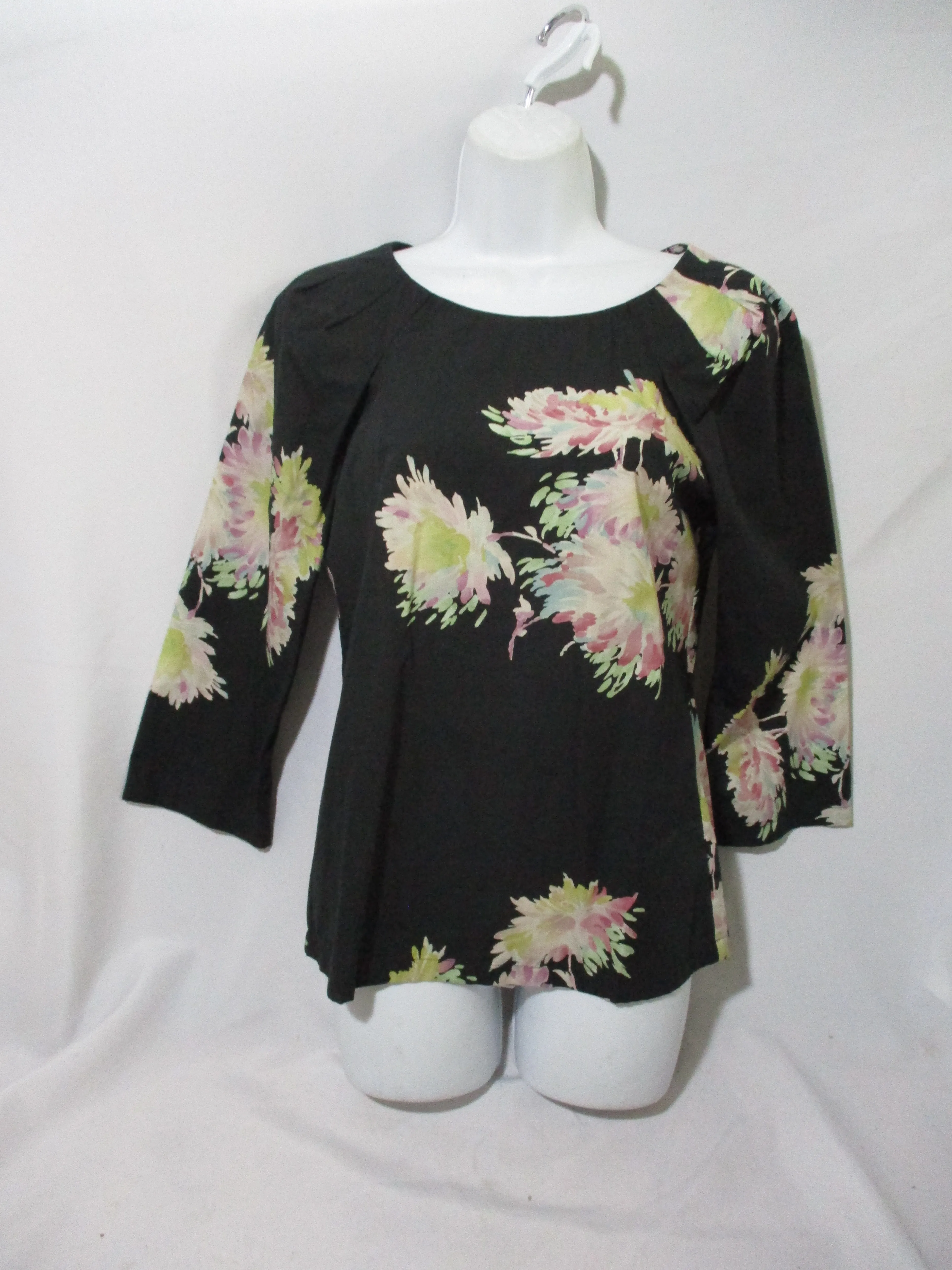 NEW DRIES VAN NOTEN Floral Top Blouse Shirt 36 BLACK