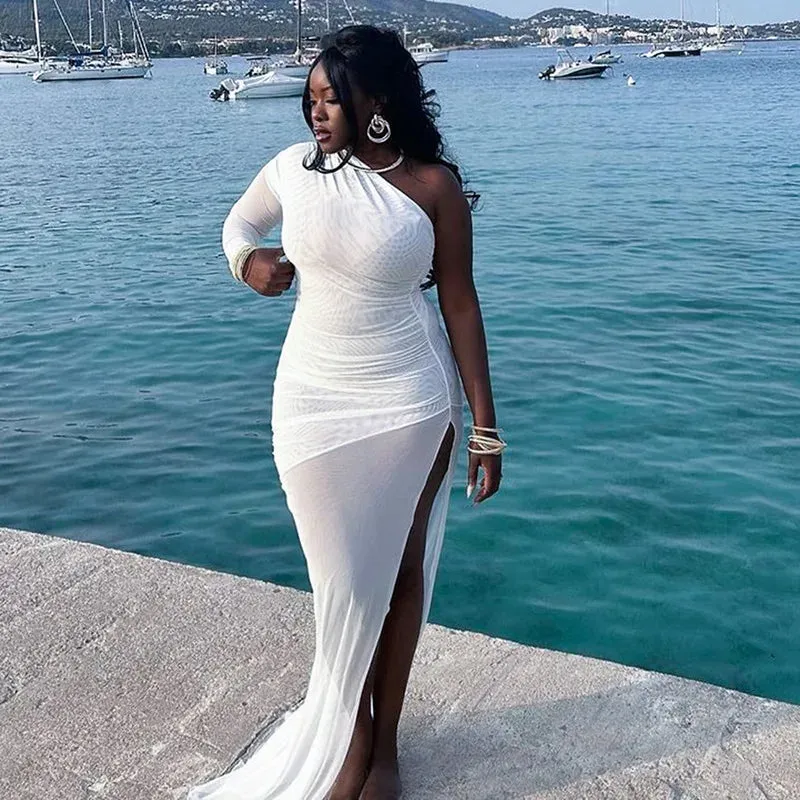 New Fashion Mesh Open Back Slim Fit Long Dress