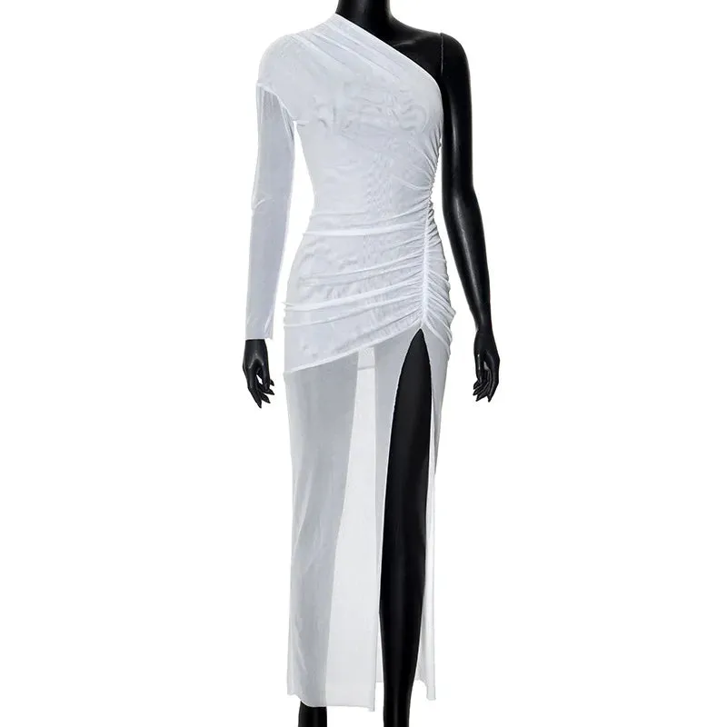 New Fashion Mesh Open Back Slim Fit Long Dress