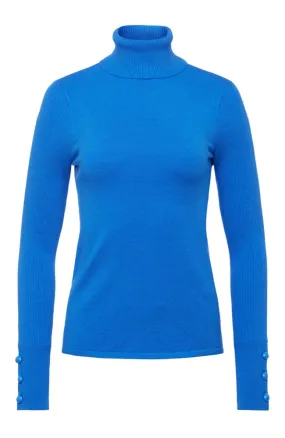 Odette Button Sleeve Turtleneck Deep Sky Blue