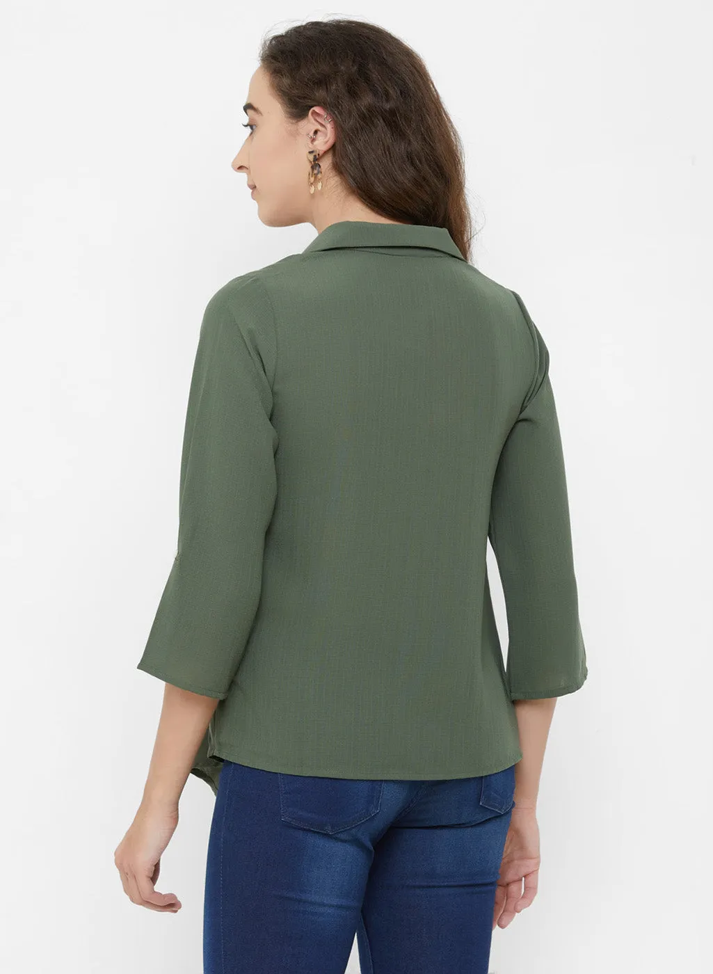 Olive Collar Neck Top