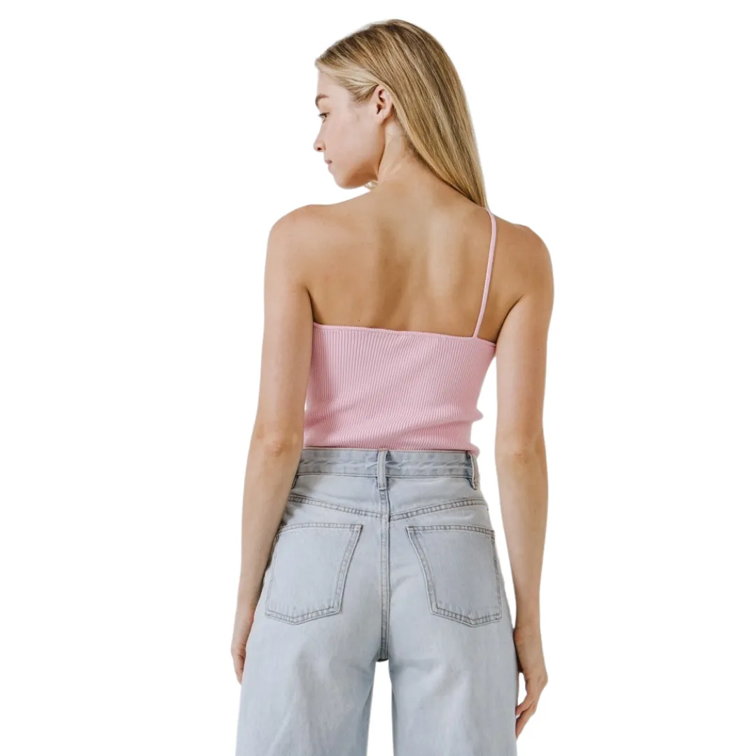 One Shoulder Shoulder Knit Tank Top