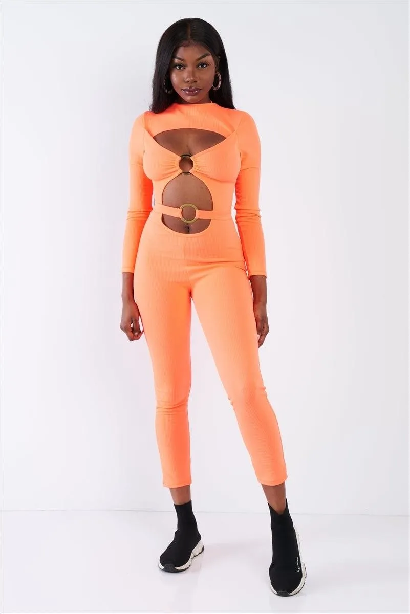 Orange Gold "O" Emblem Cut Out Jumpsuit /2-2-1