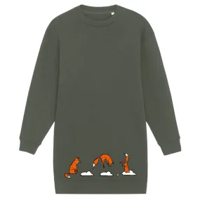 Oversized Sweatshirt dress, Jumping foxes