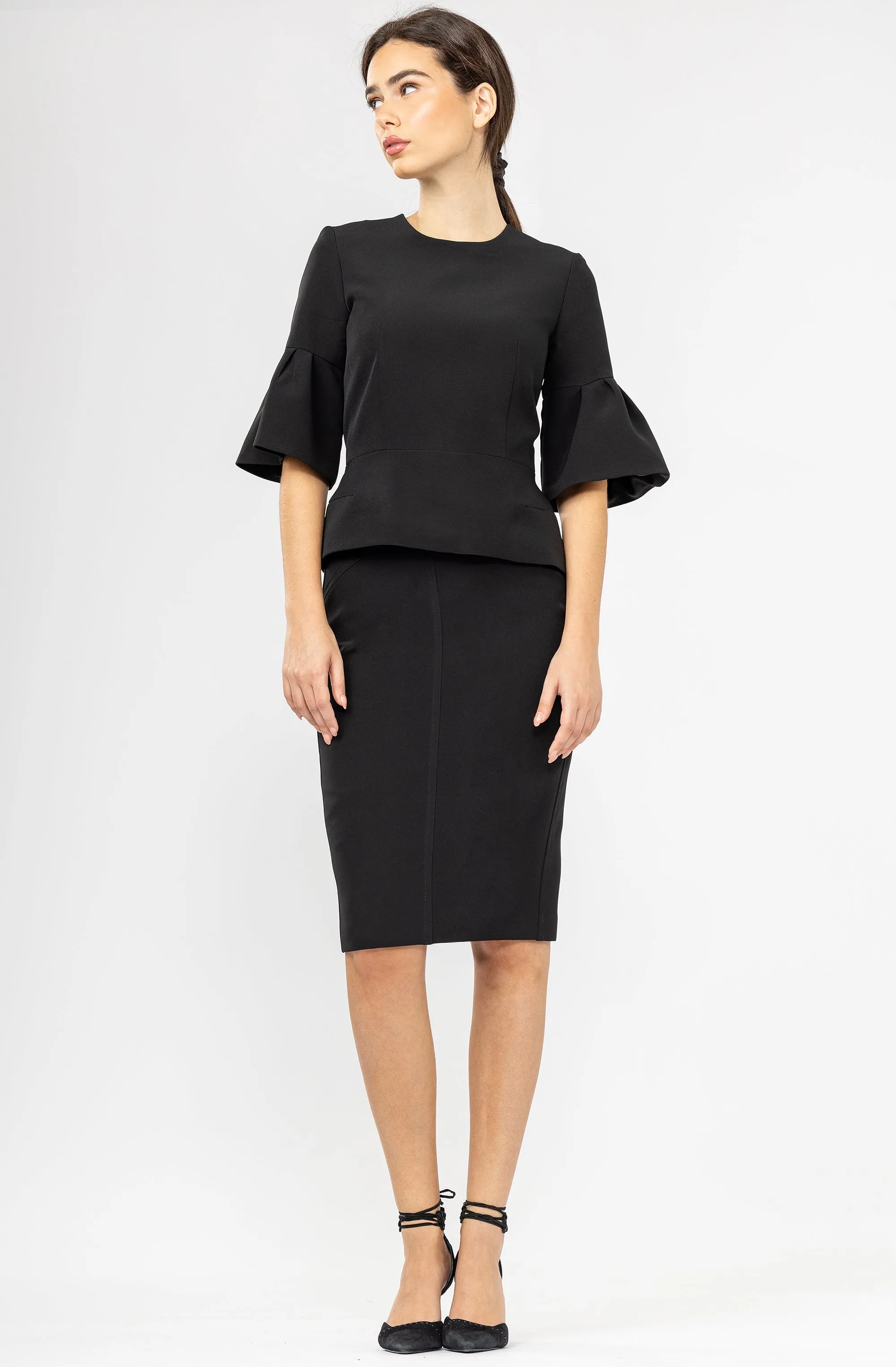 Peplum top with Ruffle Sleeves