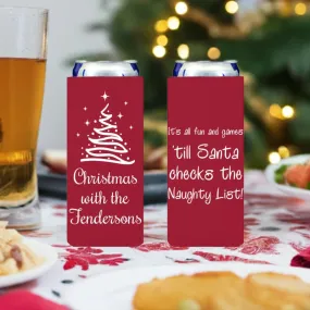 Personalized Christmas Skinny Can Cooler Favors