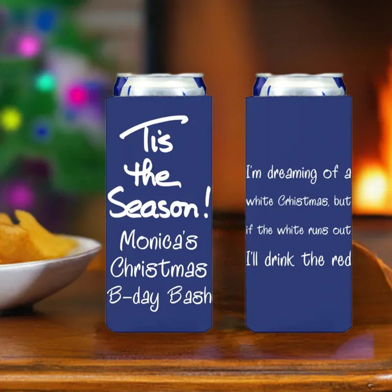 Personalized Christmas Skinny Can Cooler Favors