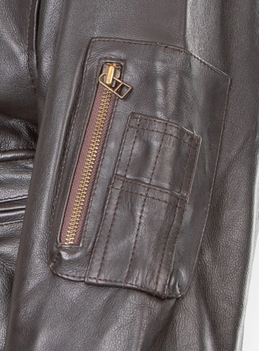 Pilot Bumber Commander Flying Leather jacket with removable fur collar 1125