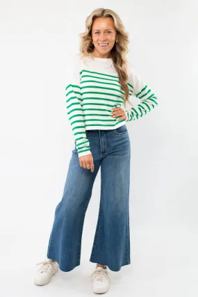 Pinch Me Green Striped Long Sleeve Top