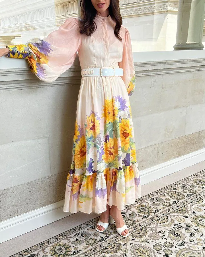 Pink Gradient Sunflower Dress