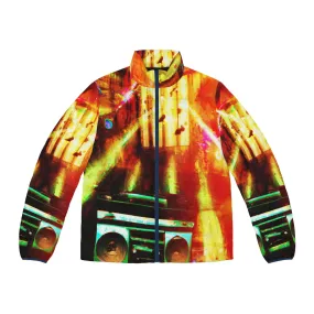 Prison BoomBox Light Burst Men's Puffer Jacket (AOP)