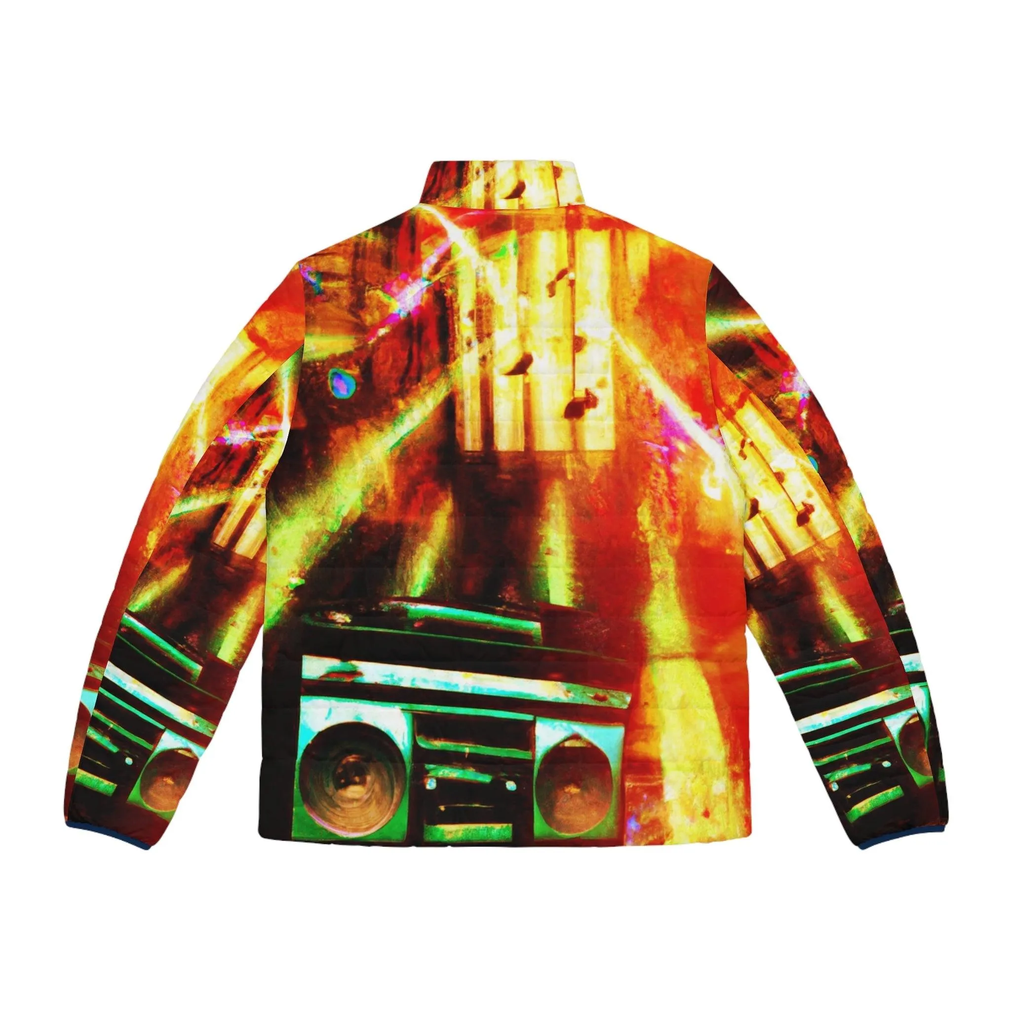 Prison BoomBox Light Burst Men's Puffer Jacket (AOP)