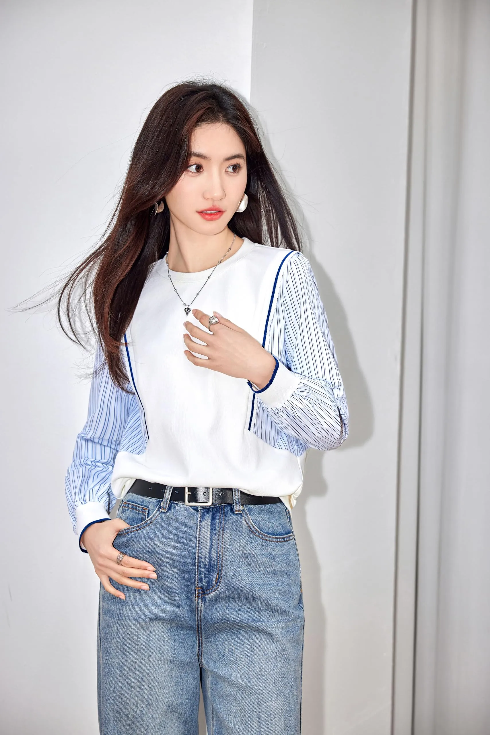 Pullover Patchwork Stripe Blouse Knit Tops