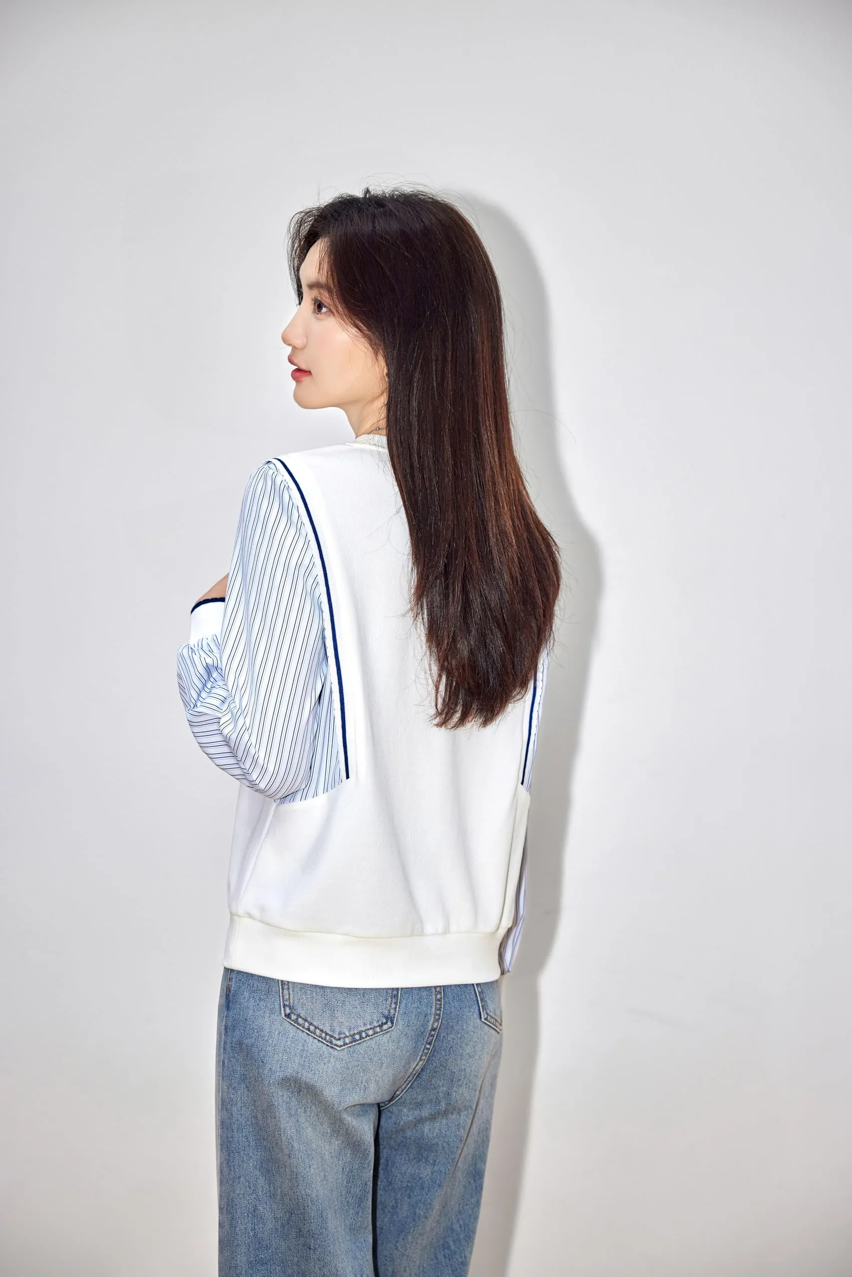 Pullover Patchwork Stripe Blouse Knit Tops