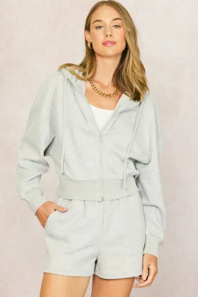 Quilted Hoodie and Shorts Set • Heather Grey