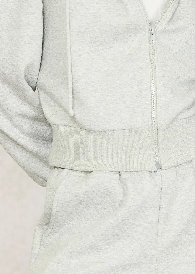 Quilted Hoodie and Shorts Set • Heather Grey