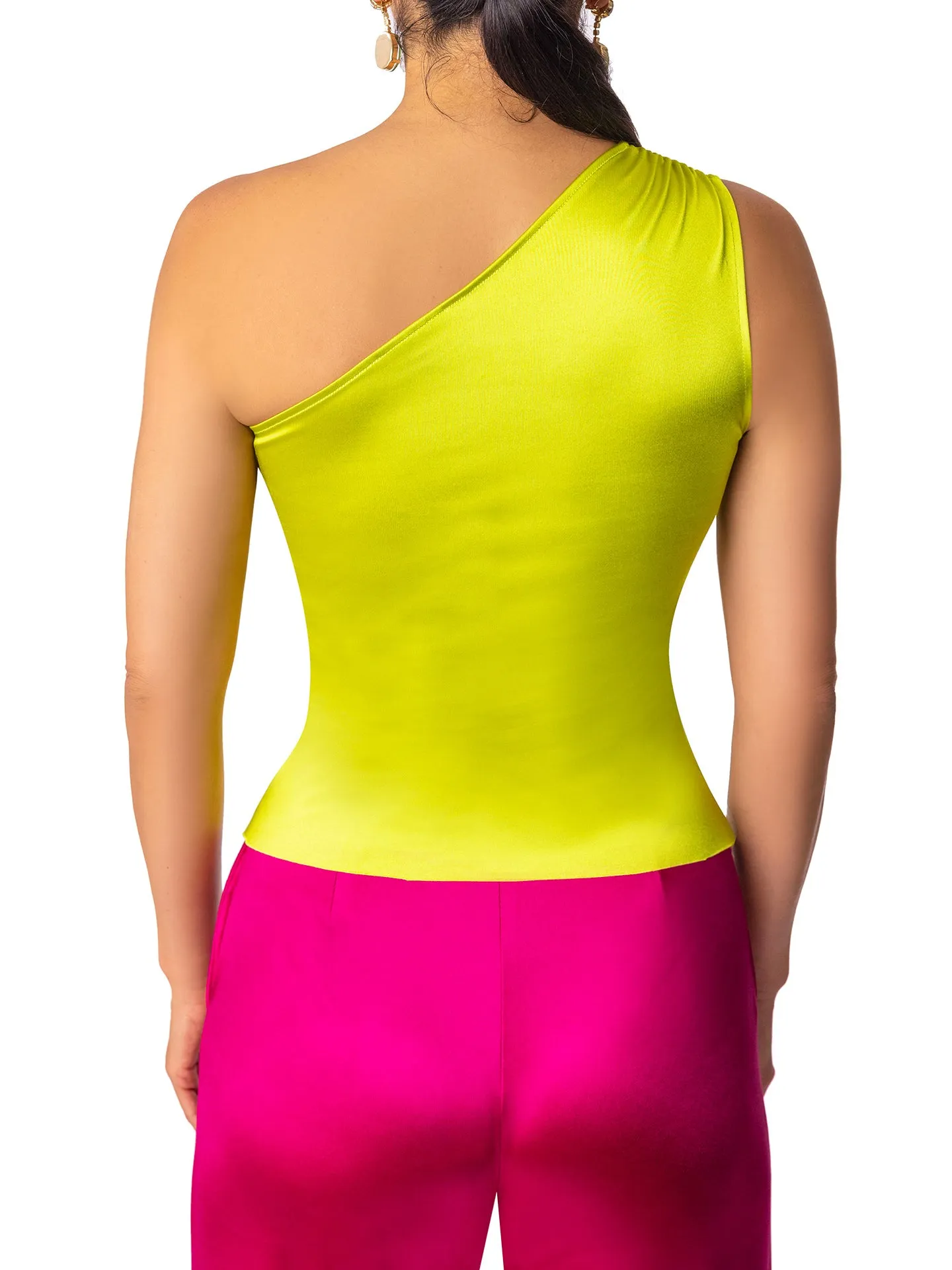 "Citrine" Lime One Shoulder Top