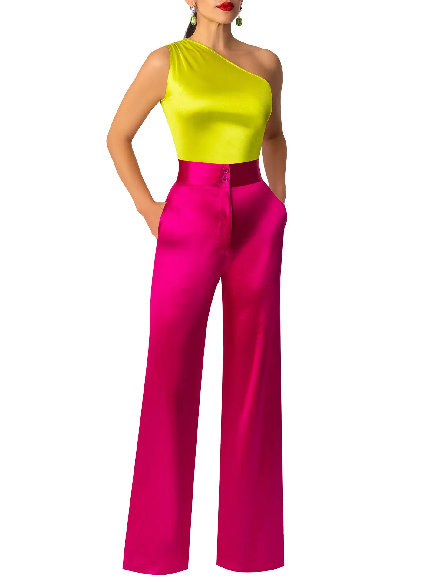"Citrine" Lime One Shoulder Top