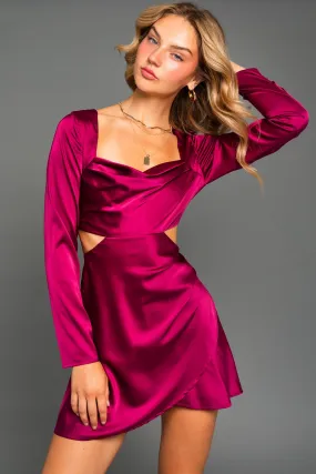 "Holiday Wish" Maroon Cut Out Mini Dress