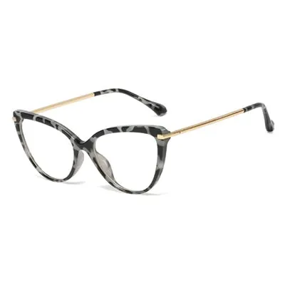 Ralferty Glasses Frame Women's Decorative Anti Blue Eyeglass Frame Cat Eye 0 Degree