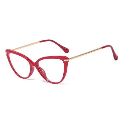 Ralferty Glasses Frame Women's Decorative Anti Blue Eyeglass Frame Cat Eye 0 Degree